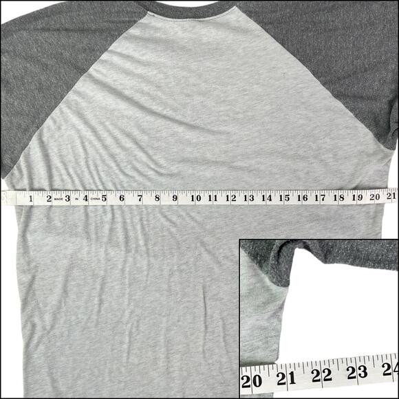 Next Level 3/4 Raglan Sleeve Jersey T-Shirt Top Large Heathered Gray Light Gray - Picture 7 of 9